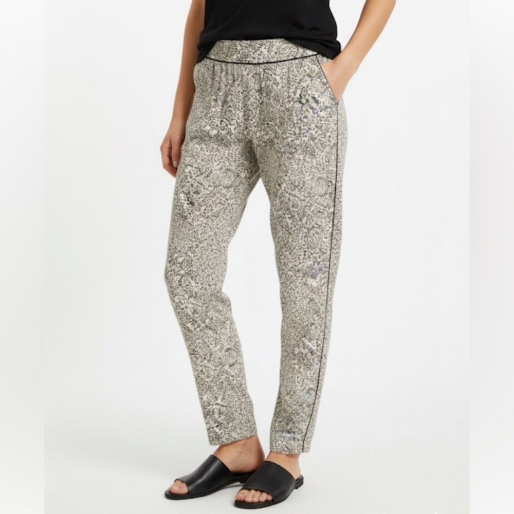 NWT See U Soon Anthropologie White and Black Paisley Trouser Pants Casual Sz 4